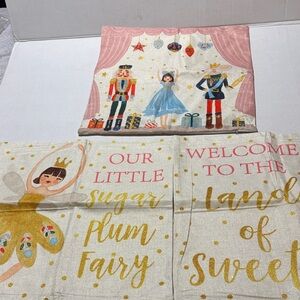 Nutcracker and Sugar Plum Fairy pillow, cover set of three